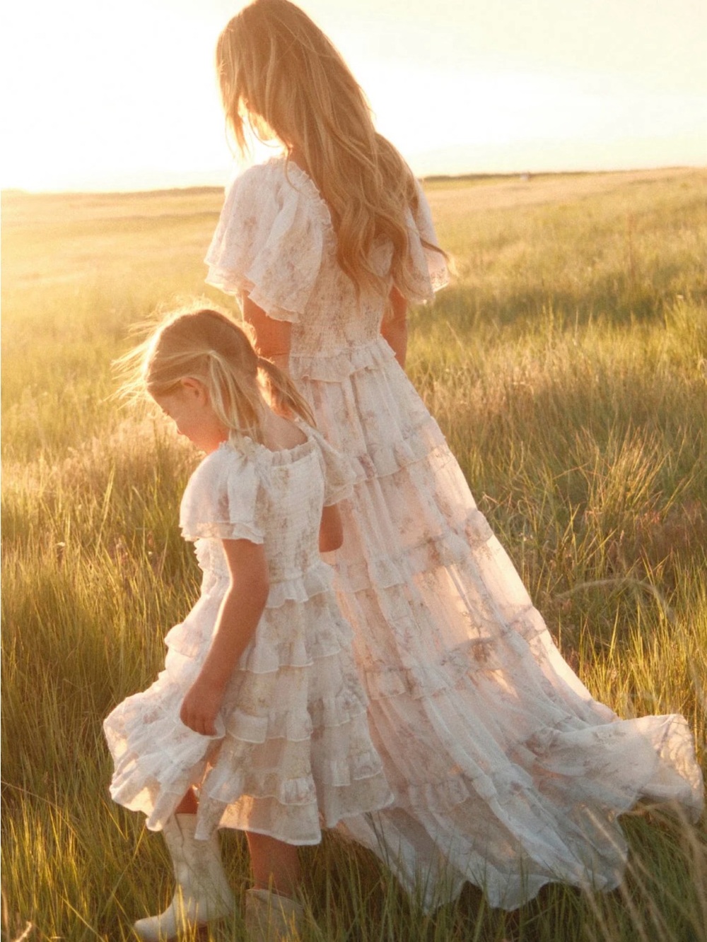 Mommy & Me Winnie Dresses in Bright White Wispy Wildflower - MATCHING DRESSES - Picture 3 of 13